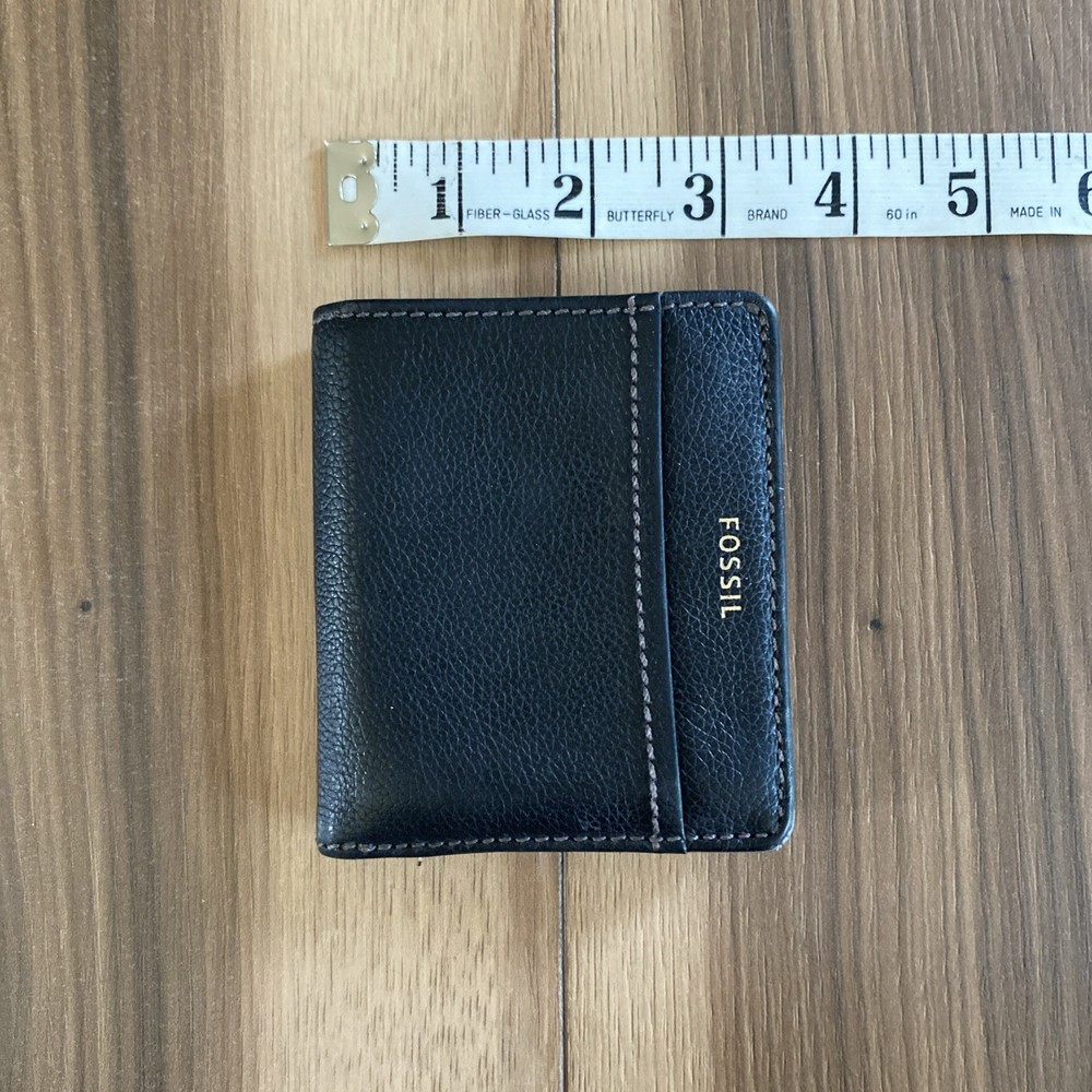 Fossil Black Gray Bifold Wallet Small