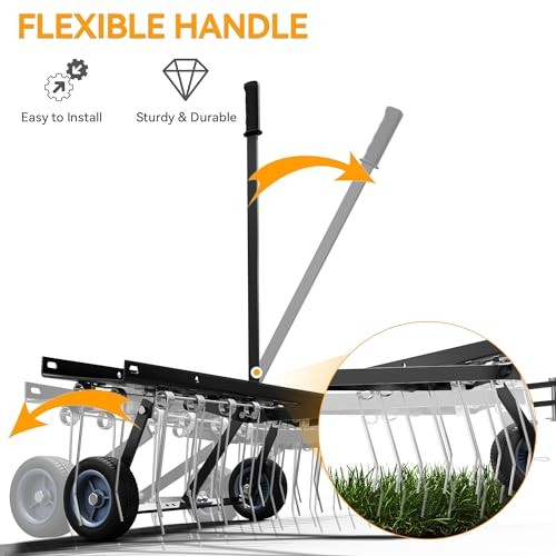 Dethatcher, Lawn dethatcher Rake for ATV,40 inch Tow Behind Dethatcher,20