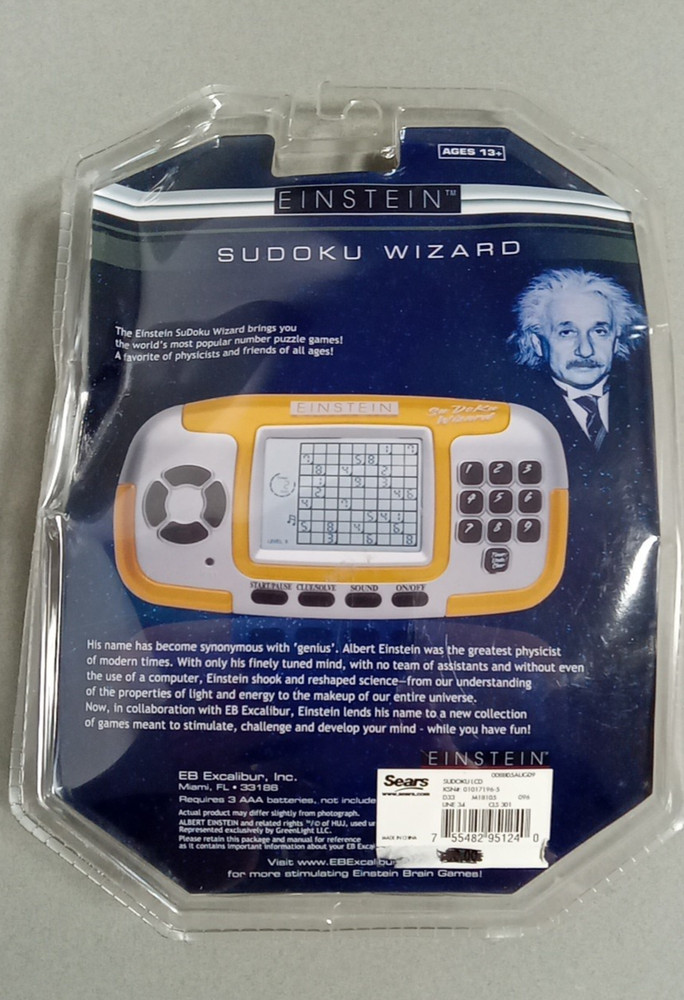 Einstein Sudoku Wizard New Sealed Hand Held Electronic Cards Game Box Damage