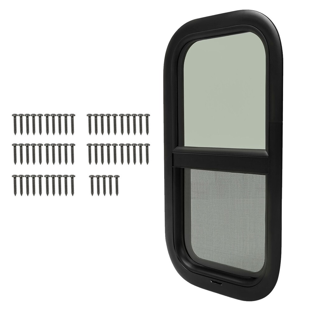 12"~ 25" W 16" ~ 24" H RV Window For RV Trailer Camper Truck w/ Trim Ring