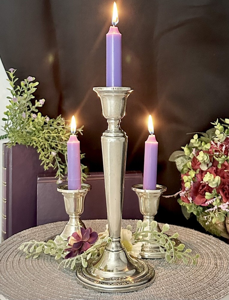 Courtship Sterling Silver Candlesticks International Sterling Console Candle - 2