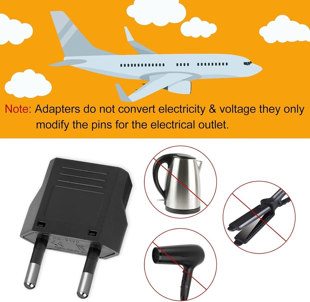 6 Pack US to Europe Plug Adapter Type C