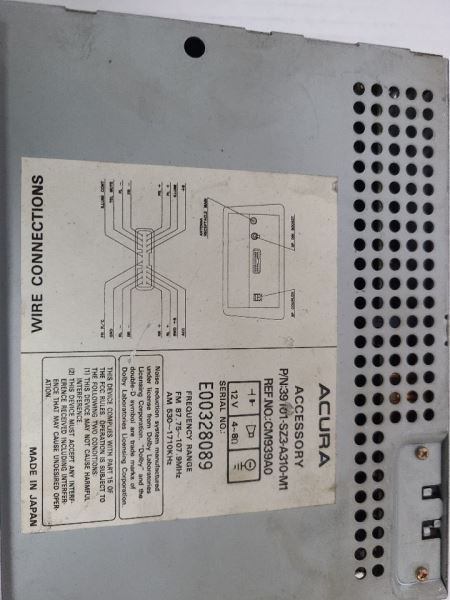 AUDIO EQUIPMENT RECEIVER WITHOUT NAVIGATION SYSTEM FITS 99-03 RL 435210