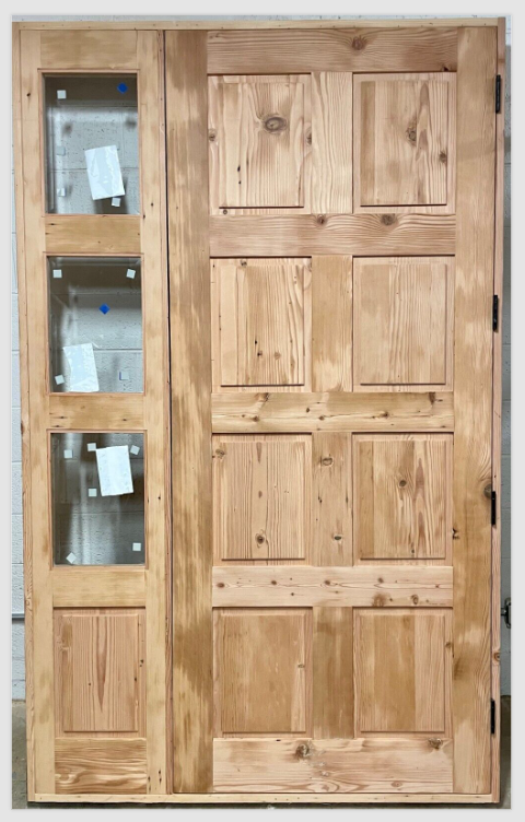 Rustic solid alder door Pre Hung one side lite 2 sets trim Glass U choose size