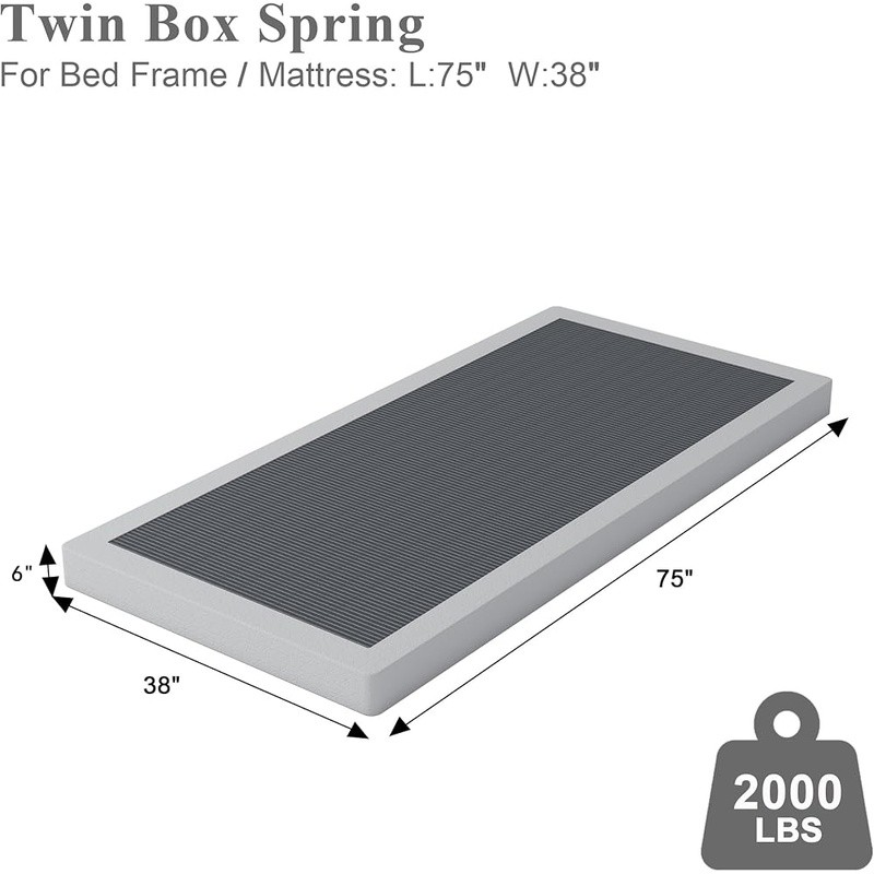 Twin Box Spring Metal Frame Noiseless Easy Assembly Load Capacity 3000 lbs New