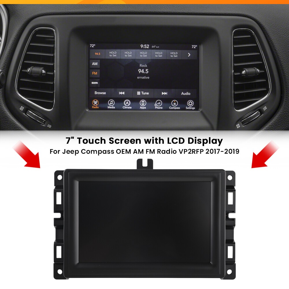 7" LCD Touch Screen Display w/ Frame Radio Navigation For 2017-2020 Jeep Compass