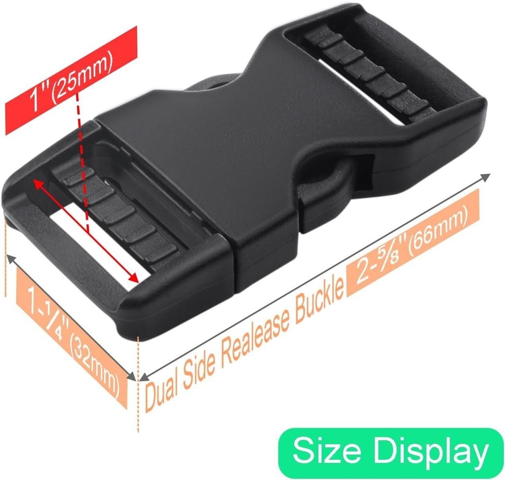 6 Pack 1" Buckle Quick Side Release Buckles Dual Adjustable No Sewing Clips Snap