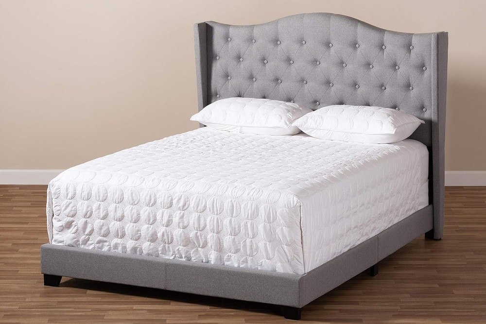 Stylish King Grey Bed Frame - Box Spring Required for Ultimate Comfort