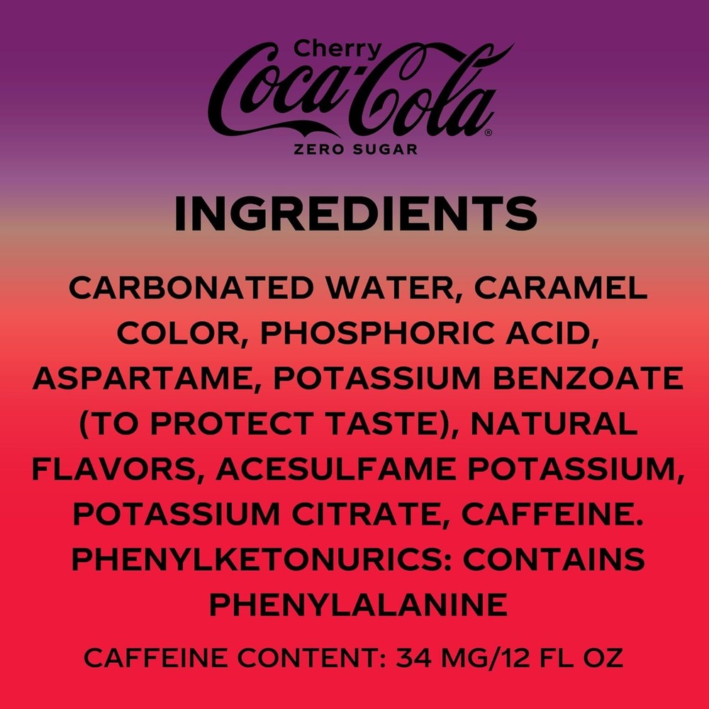 Coca-Cola Zero Sugar Cherry Diet Soda Soft Drink, 16.9 fl oz, 6 Pack