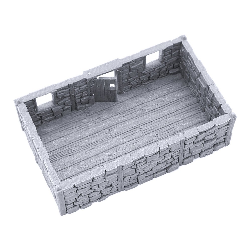 Norman Stone Barn by Printable Scenery, 3D Printed Tabletop RPG Scenery 28mm