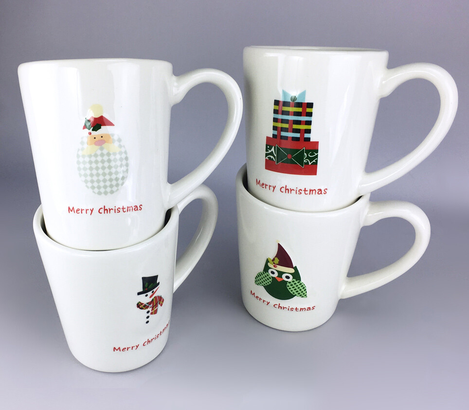 CHRISTMAS CUT-OUTS Dinnerware, Set of 4 Assorted HOLIDAY MUGS