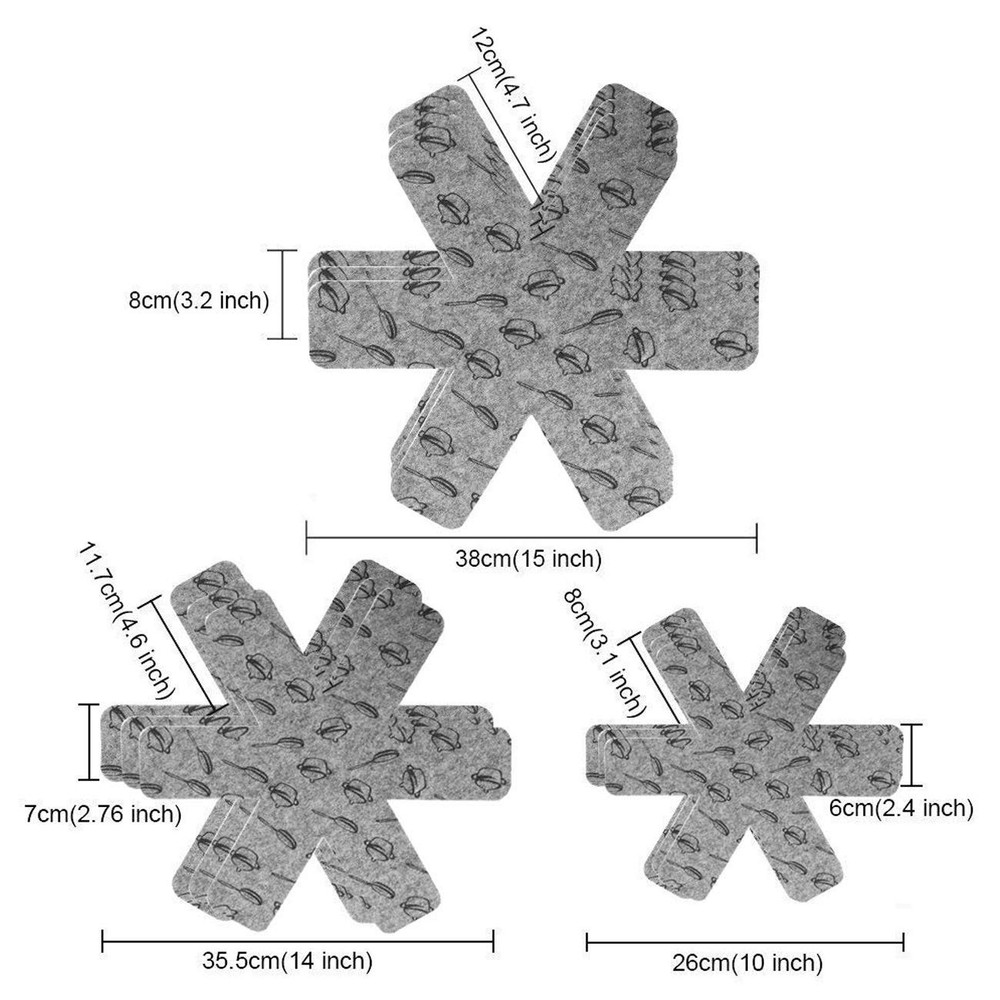 Pot Pan Protectors Cookware Protector Set 12 PCS 3 Sizes-15/14/10 inch