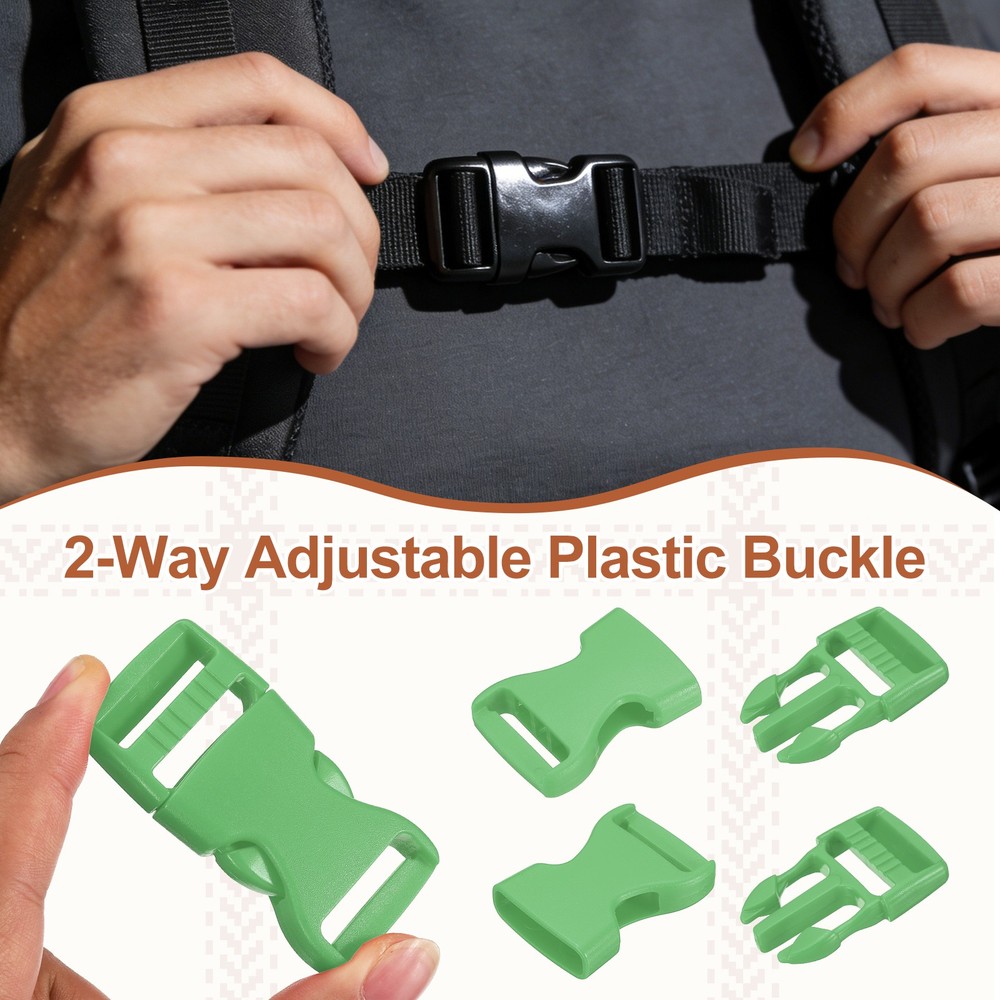 6 Pack Quick Side Release Buckle, 1" Plastic Buckle Clip, Green