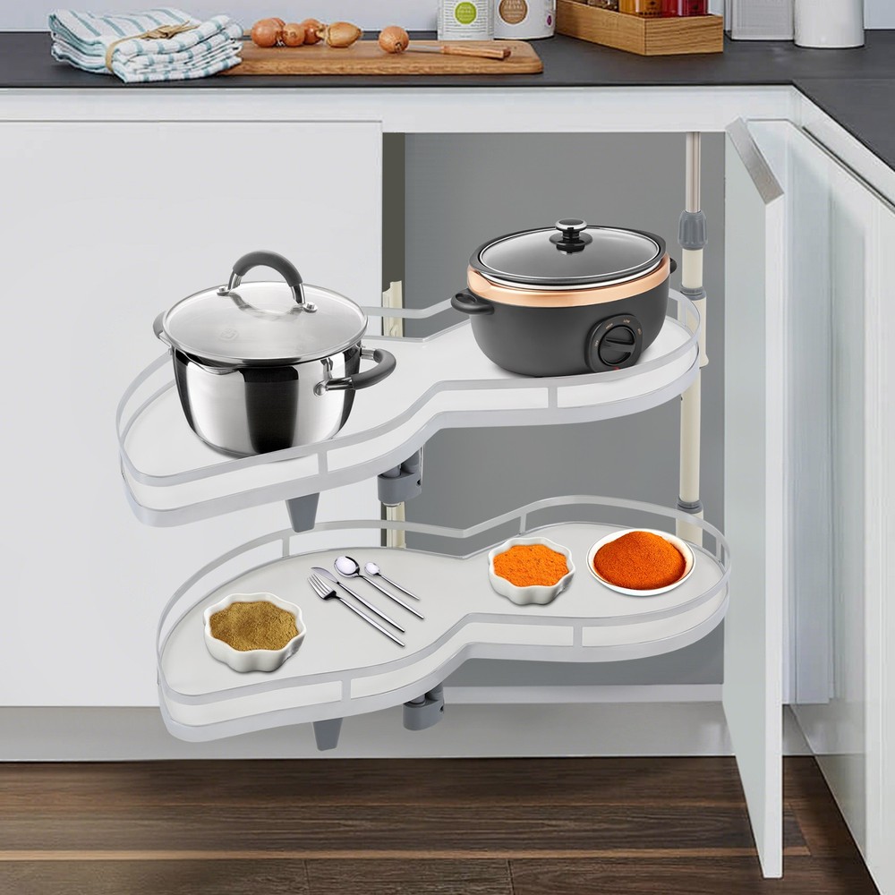 2 Tier Swing Tray Left Blind Corner Kitchen Cabinet Pull Out Kitchen Organizer