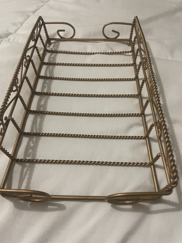 Tissue Box Holder Gold Wire Vintage