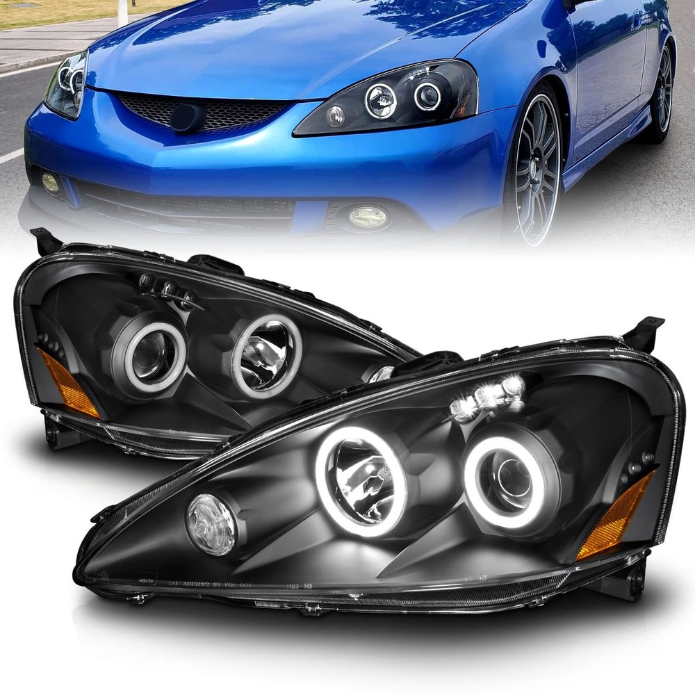 双 Xtreme LED Halos 黑色投影仪前灯适用于 2005 - 2006 RSX 对