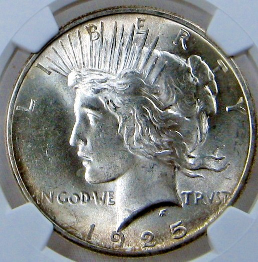 1925 PEACE DOLLAR $1 NGC MS63 BLAST WHITE STRONG VIBRANT LUSTER SHARP DETAILS