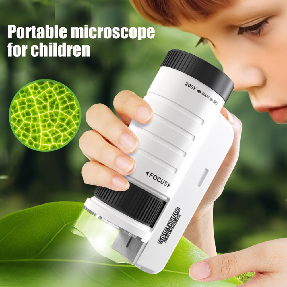 Mini Pocket Microscope for Kids Adults 300x Handheld Protable Microscope Gift