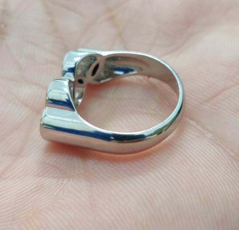 Fine Solid Metal Men's Olympic Ring 14k White Gold Plated Silver