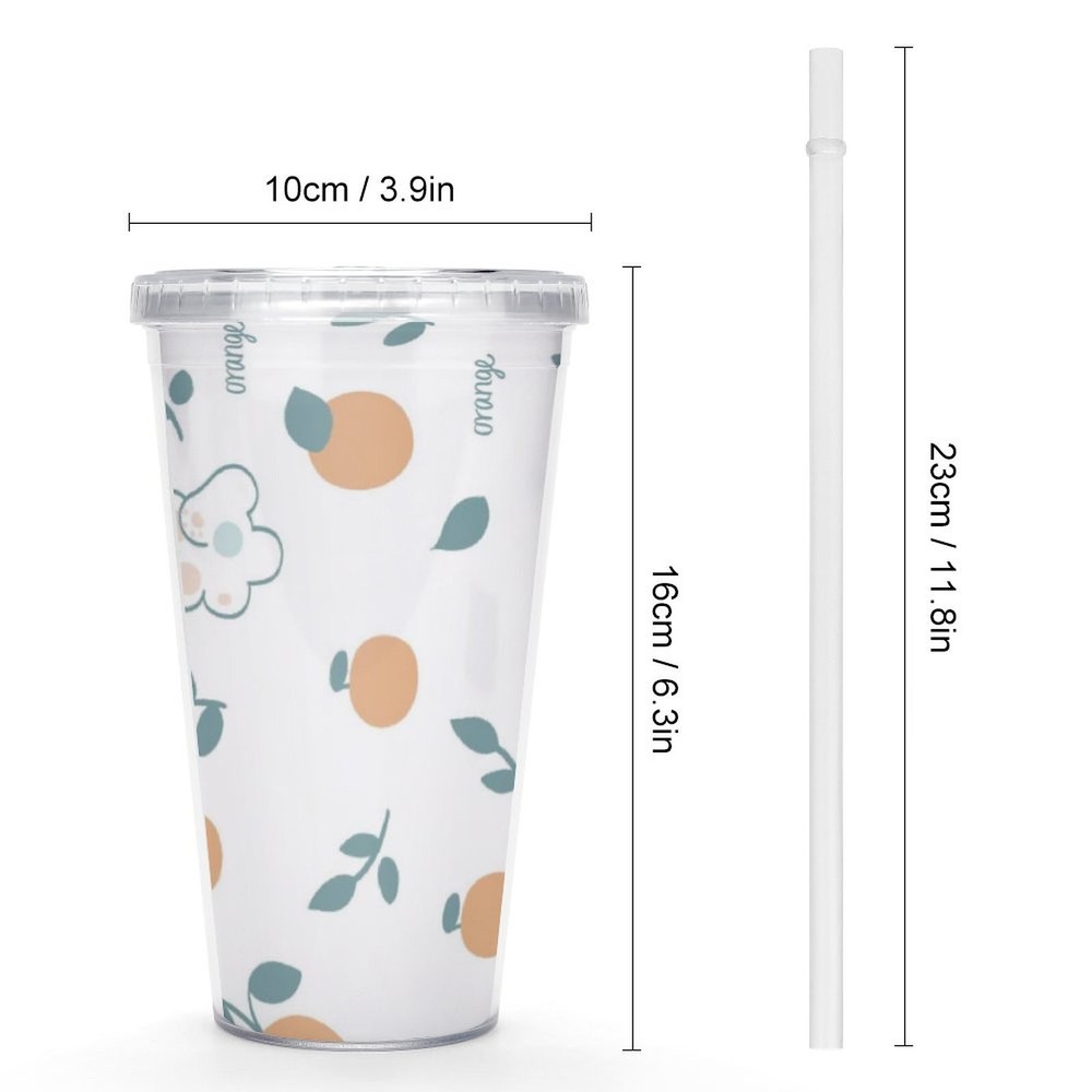 Fruit Air Straw cup Plastic Double Layer Straw Cup Niche Customized Water Cup