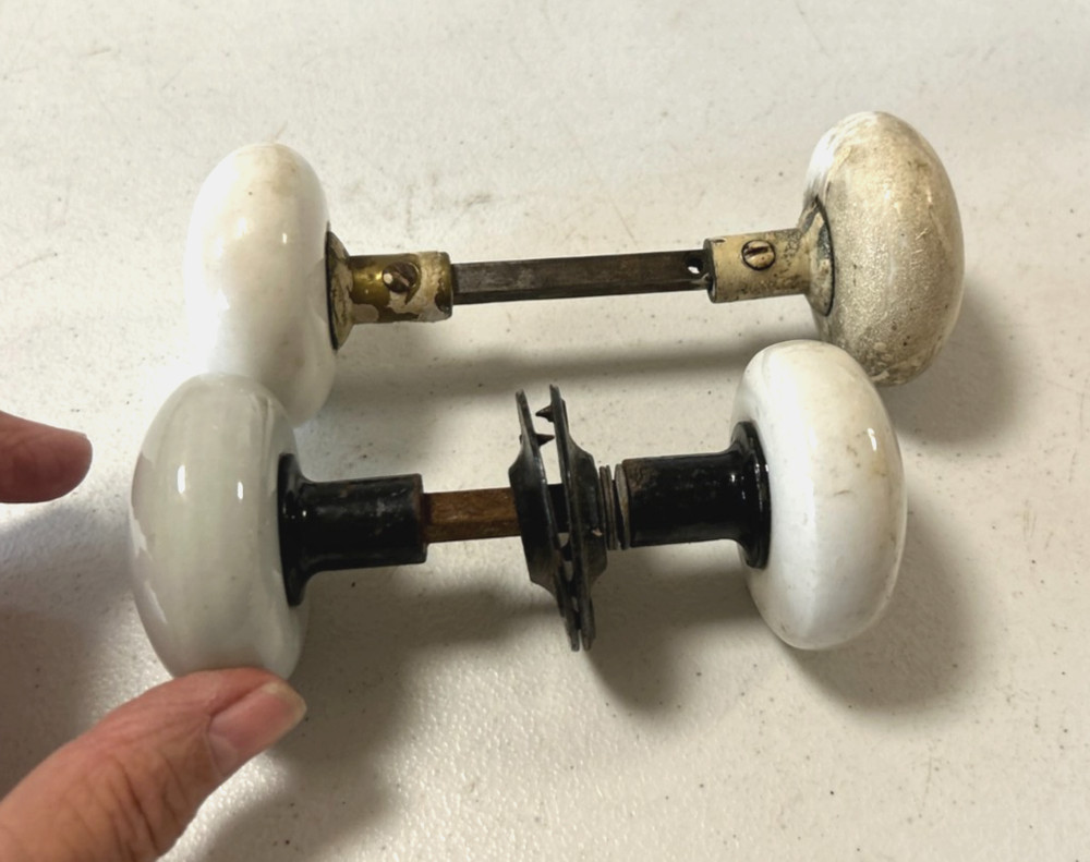 Vintage Porcelain White Door Knobs