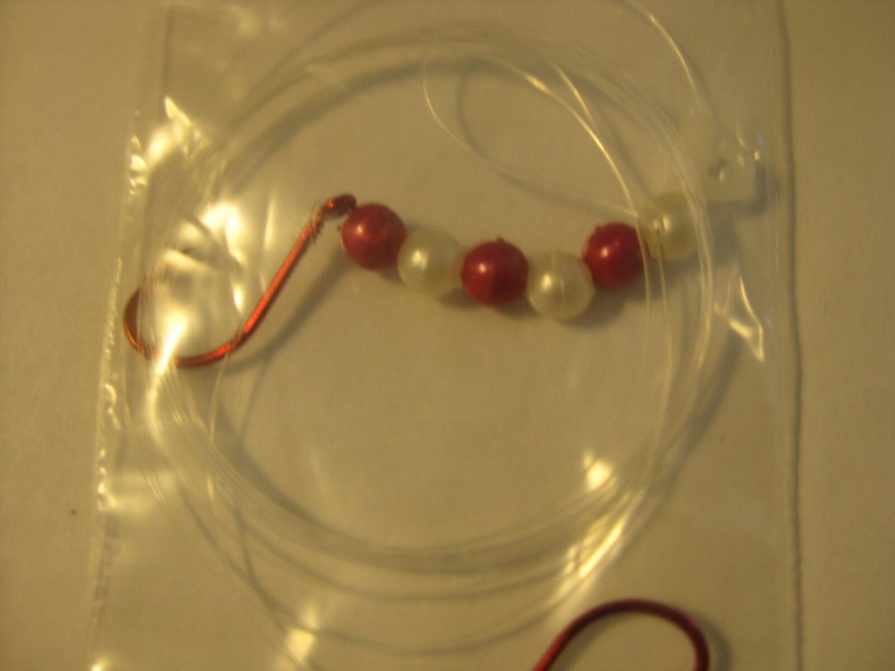 Walleye 2 Hook Quick Change Crawler Harness (Red And White Beads)