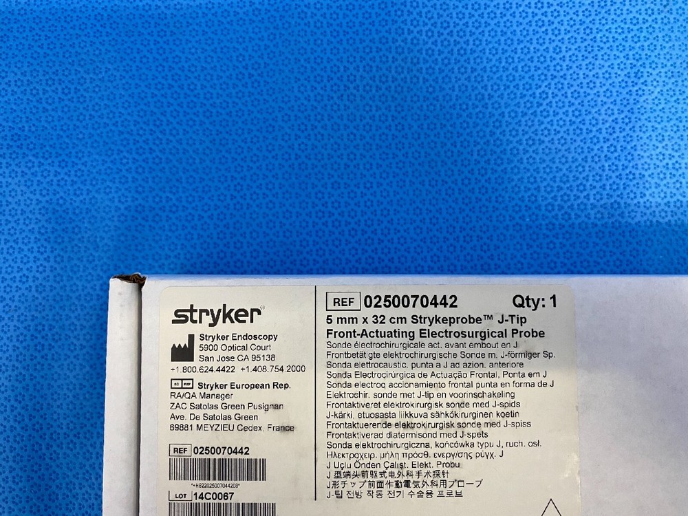 Stryker 5mm x 32cm J-Tip Front- Acuating Electrosurgical Probe