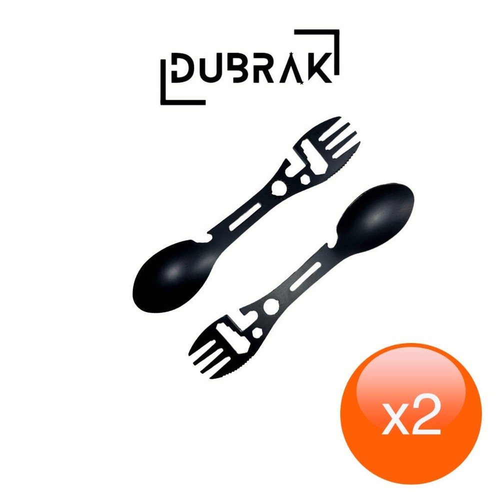 Dubrak 10-in-1 Multifunction Camping Spork – Spoon Fork Tool (2-Pack)