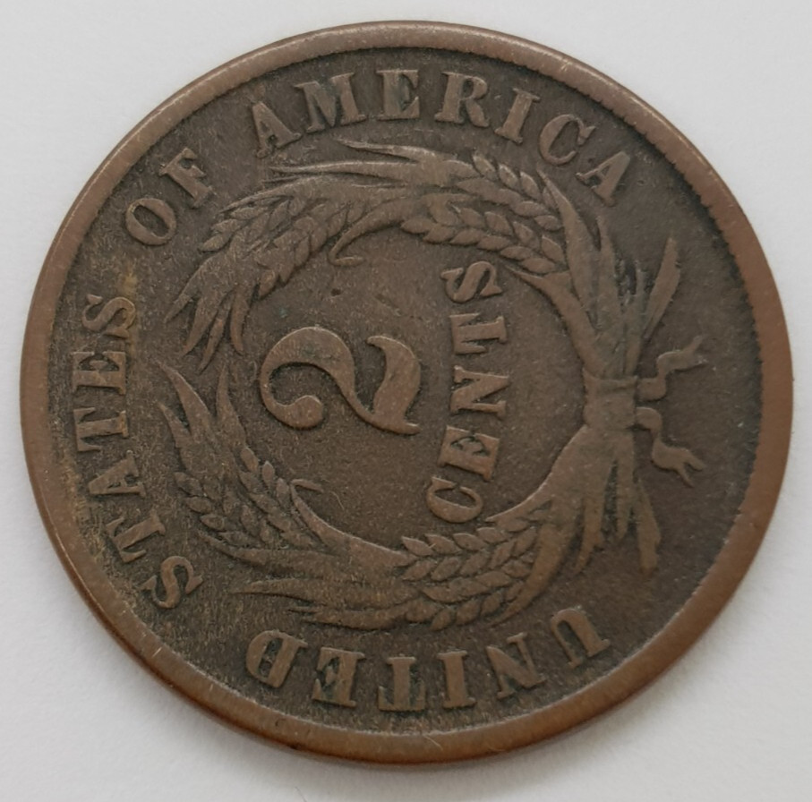 1865 US 2c Piece / Plain 5