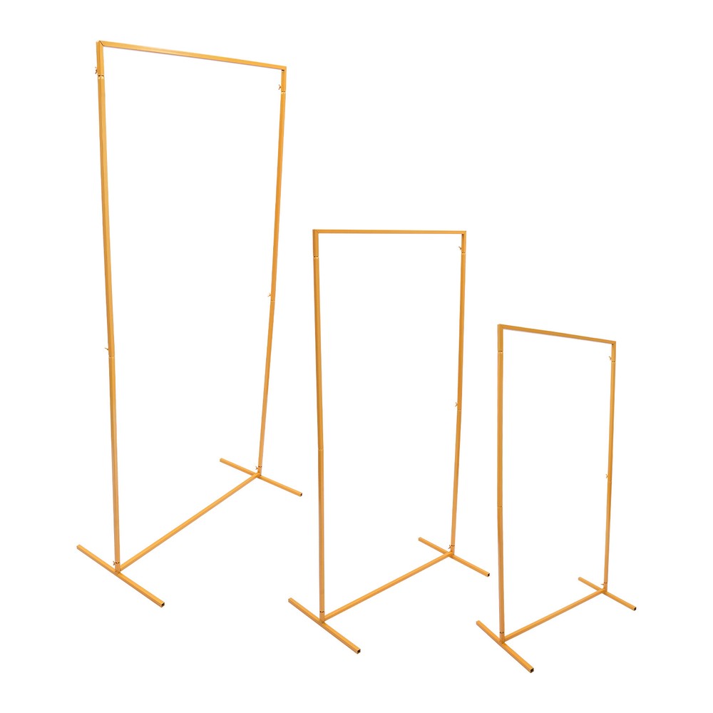 3 Pieces Wedding Arch Frame Set Rectangular Metal Balloon Frame Backdrop Stand