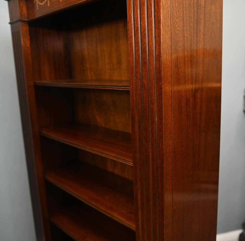Regency Bookcase Sheraton Inlay Open Front Book Case