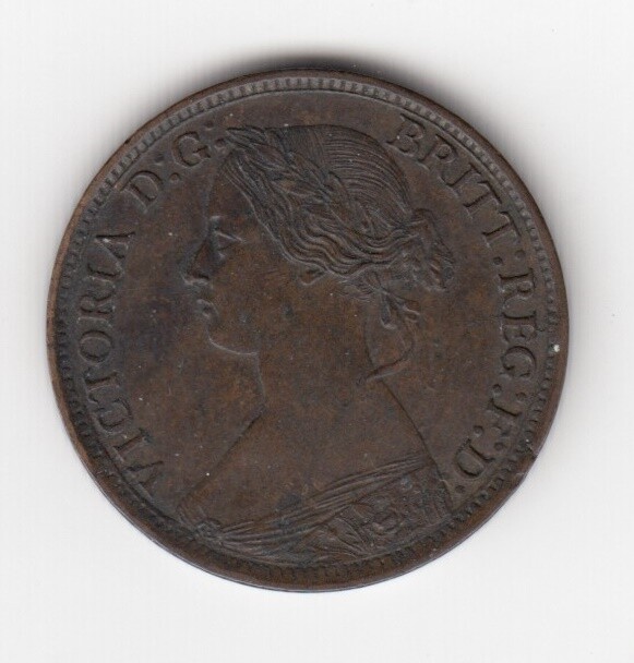 1864 Nova Scotia 1/2 Cent Coin - AU