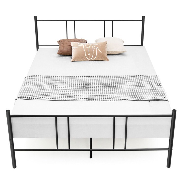 Queen Size Platform Bed Frame Heavy Duty Steel Frame w/High Headboard Footboard