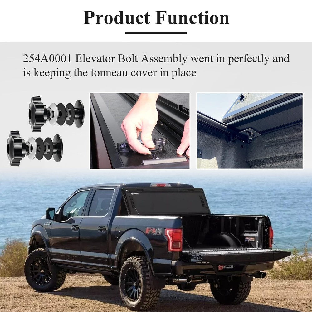 2 Set 254A0001 Tonneau Cover Clamp Service Kit - Elevator Bolt Black
