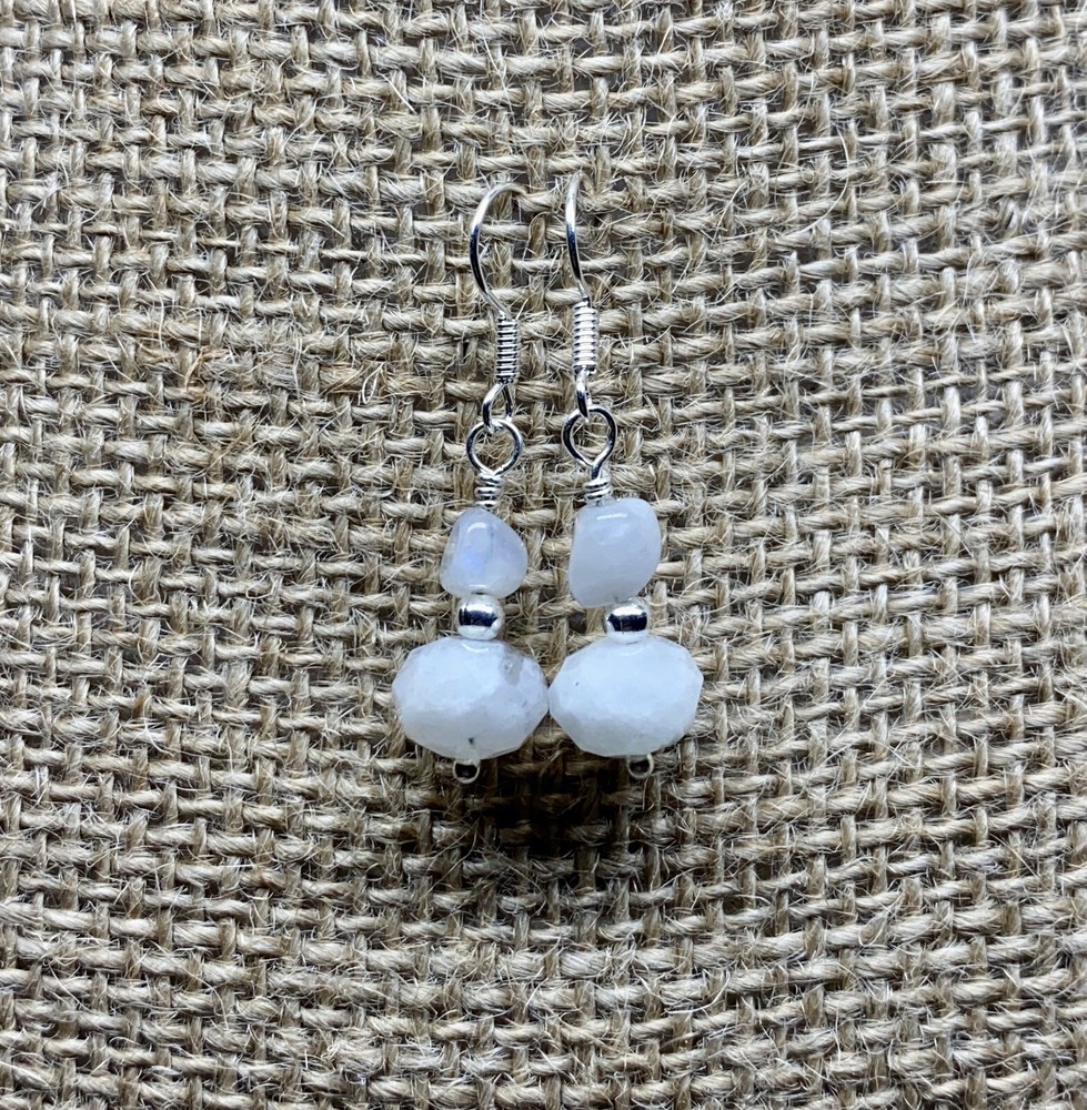 Blue Moonstone Genuine Stone Handmade Earrings