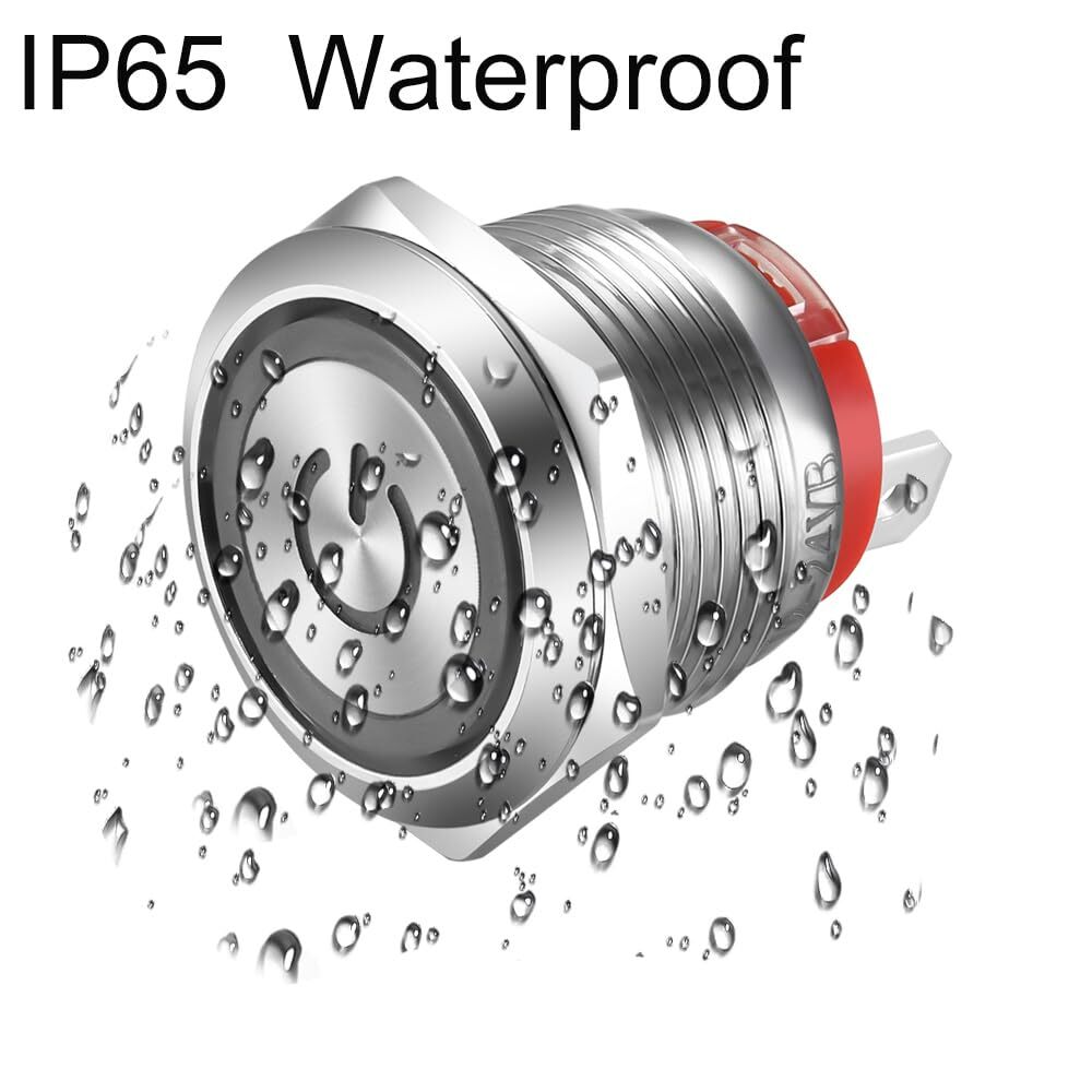 19mm Latching Stainless Steel Push Button Switch Waterproof 4 pin SPST Switch...