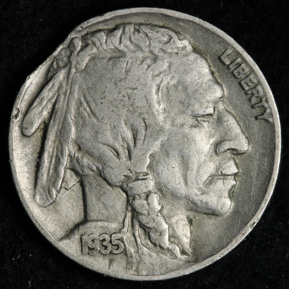 1935 Buffalo Nickel RIM CLIP ERROR E217 T