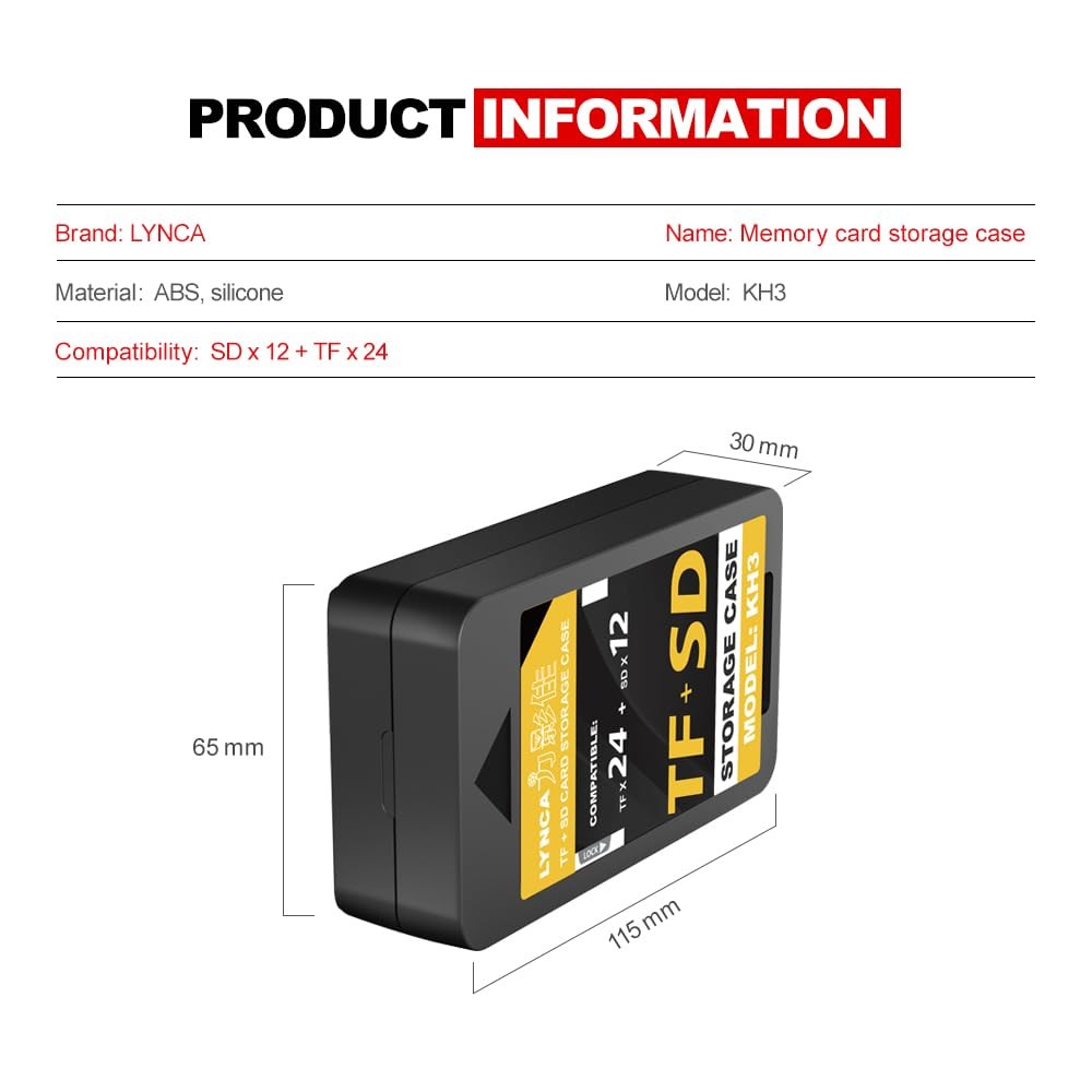 Memory Card Holder Case, LYNCA Camera SD Protector Organizer, 36 Black