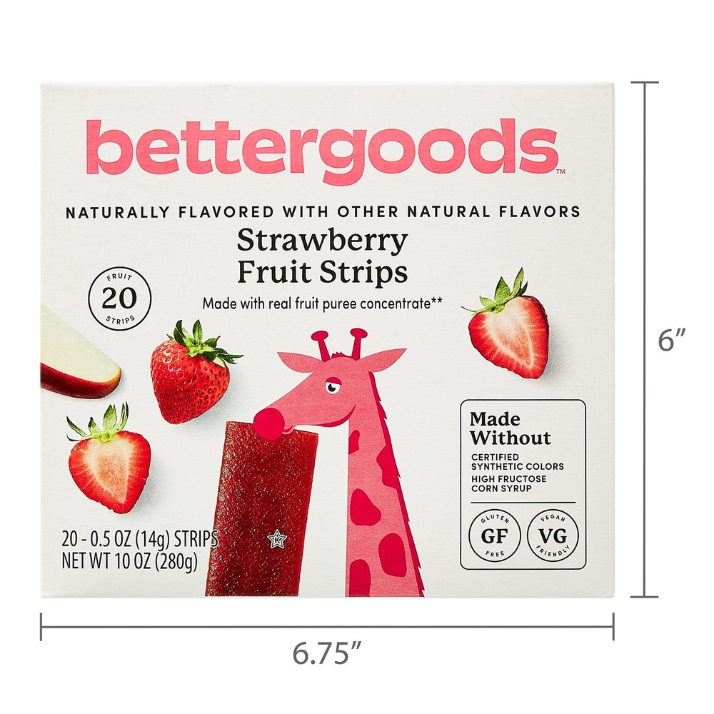 bettergoods Strawberry Fruit Strips, 10 oz, 20 Count