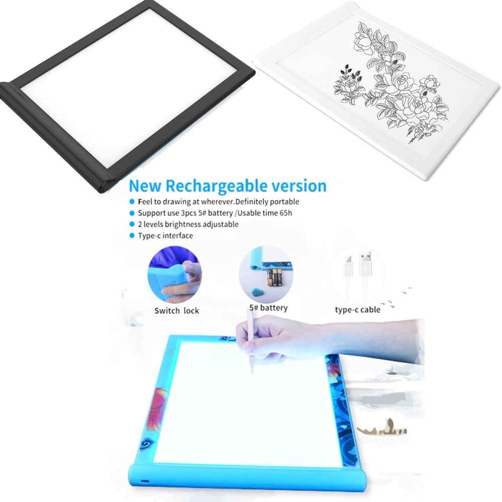 Light Box for Tracing A4,Drawing Pad Dimmable Brightness Indoor or Black