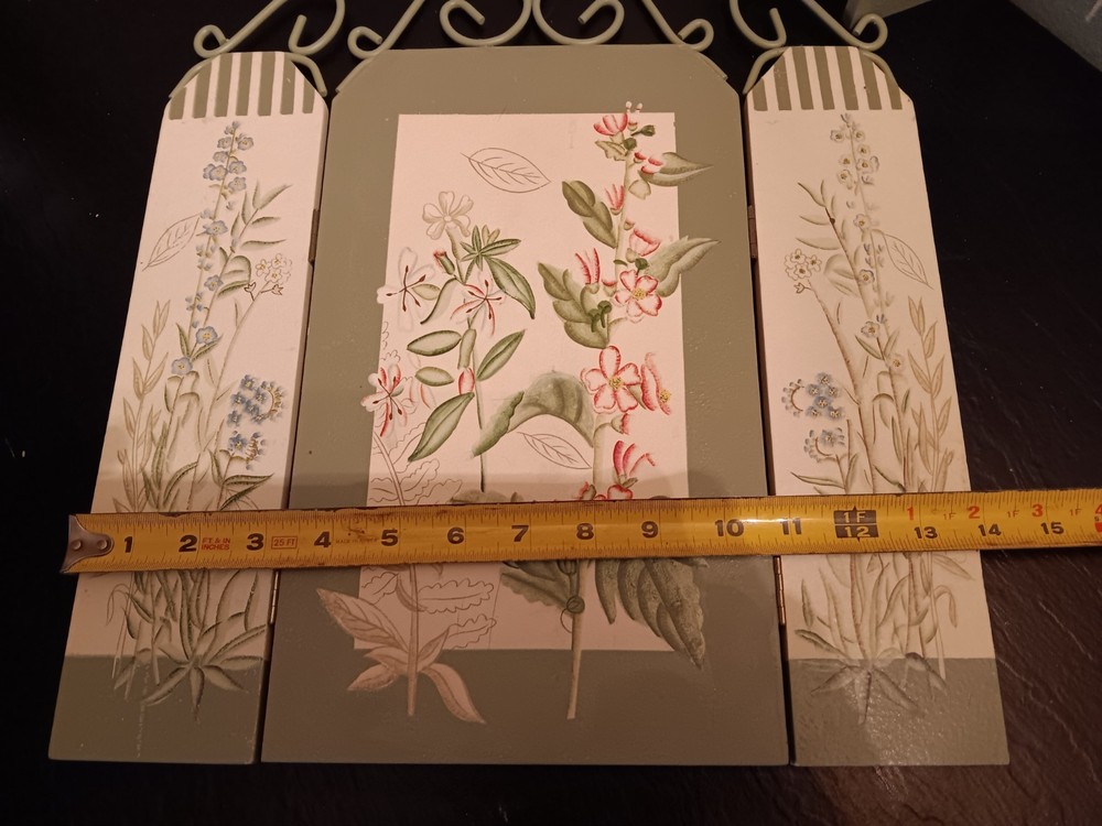 2 decorative miniature folding screen room divider featuring painted botanical