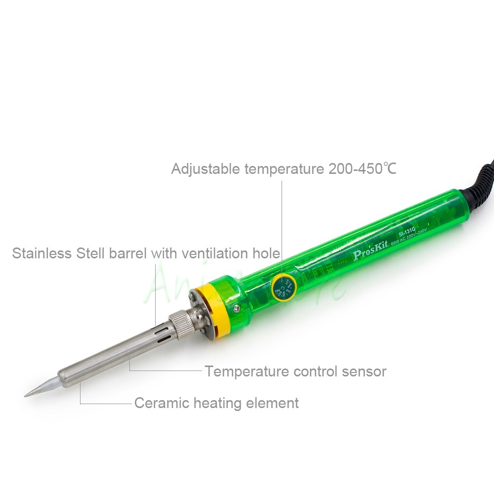 ProsKit 60W 220V Adjustable Temperature Soldering Iron Ceramic Heating Welding