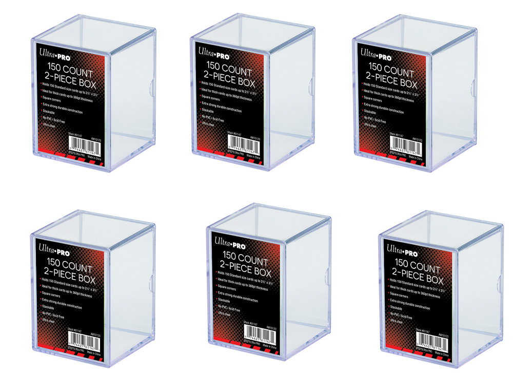 (6 Pack) Ultra Pro 2 Piece Plastic Card Storage Box (150 Count Size) Slider Box
