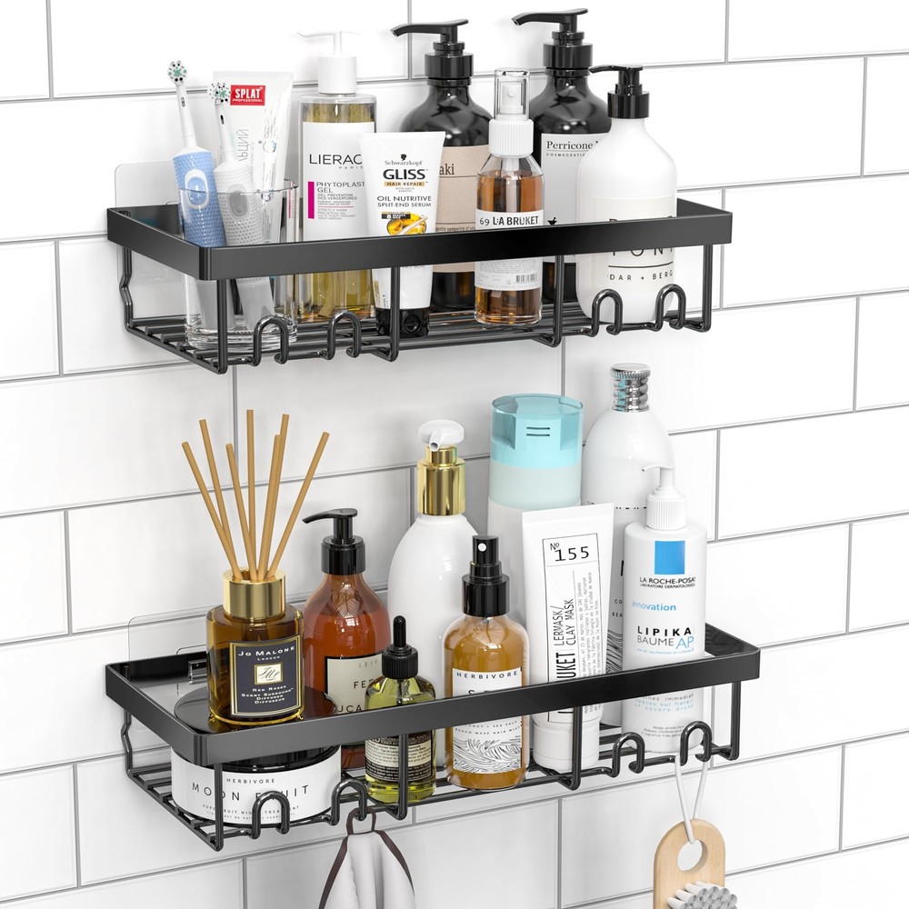 Shower Caddy Bathroom Shelves Shower Organizer, 2-Pack Black