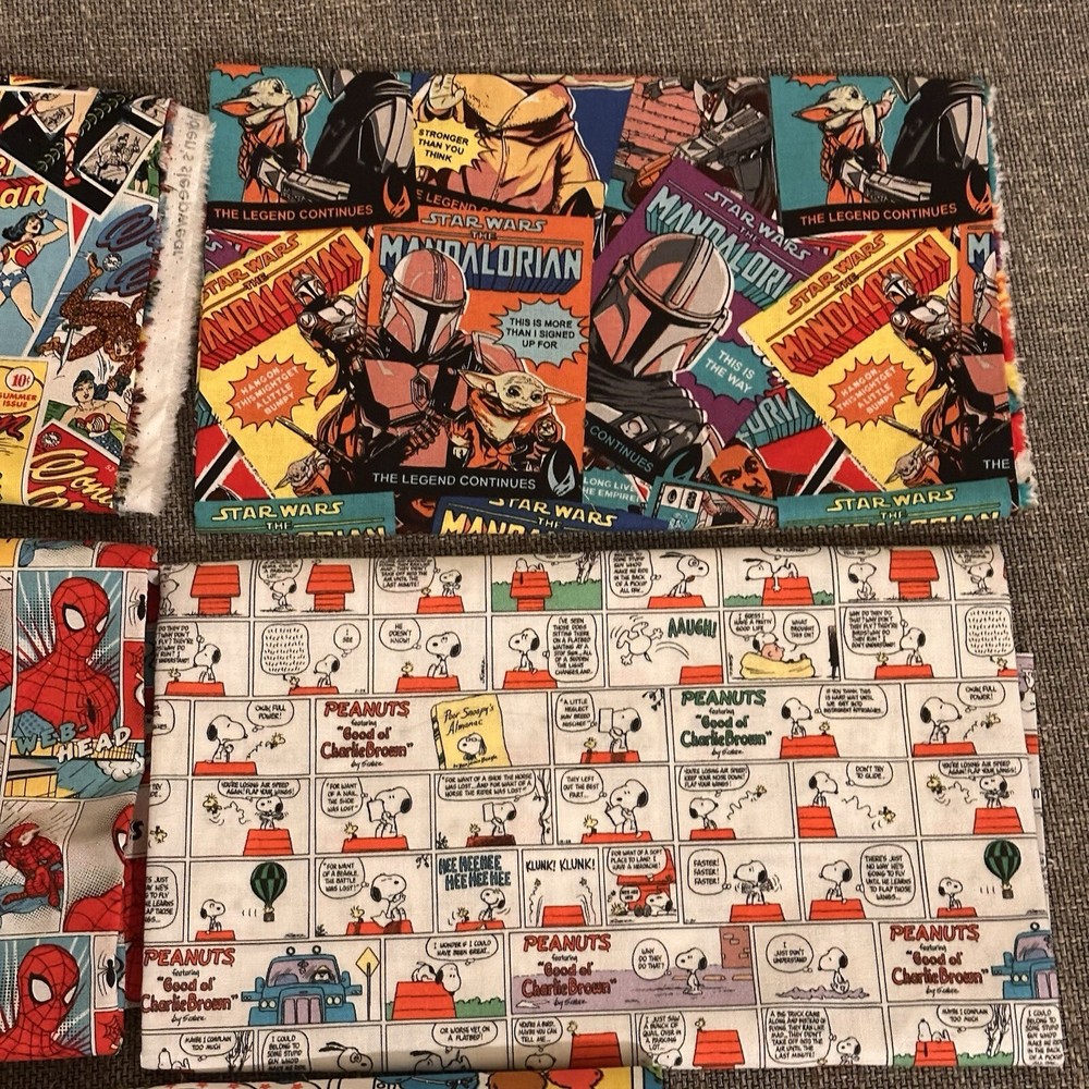 Quilting Fabric Bundle (9 Pieces) In Various Comic Prints