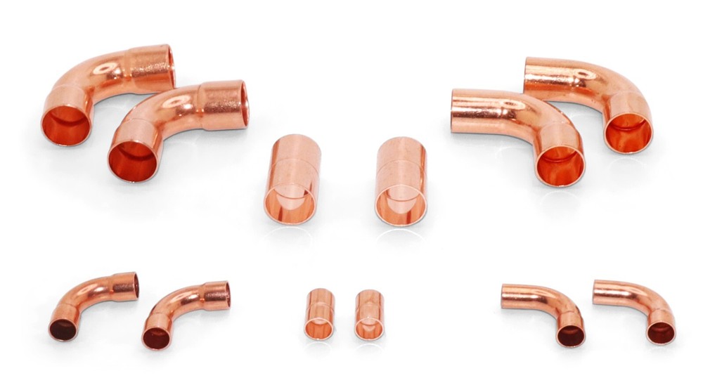 3/8" & 3/4" OD HVAC Long Radius Copper Kit - (2) Coupling,(2) 90's,(2) Street