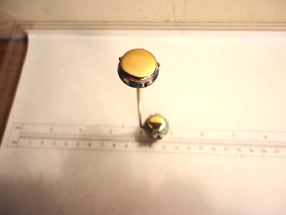 Soviet Union Era Silver 916 Gilt Tea Strainer, Enamel