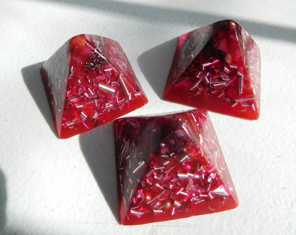 Transparent Red Small Pyramids Positive Orgone