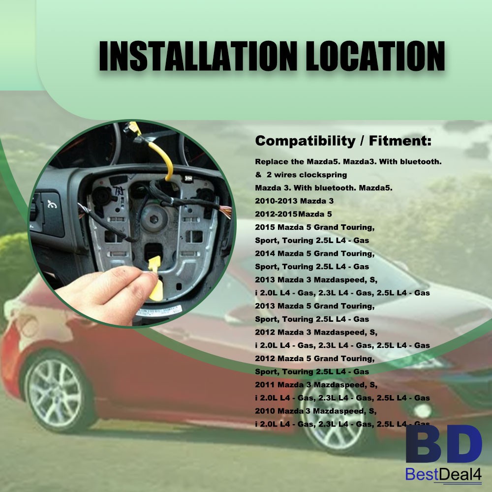 Clock Spring BBM3-66-CS0 For Mazda 3 2010-2013 Mazda 5 2012-2015 With Bluetooth