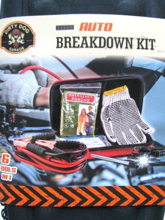 Dirty Dog Emergency Auto Breakdown Kit 6 Tools BLACK NWT